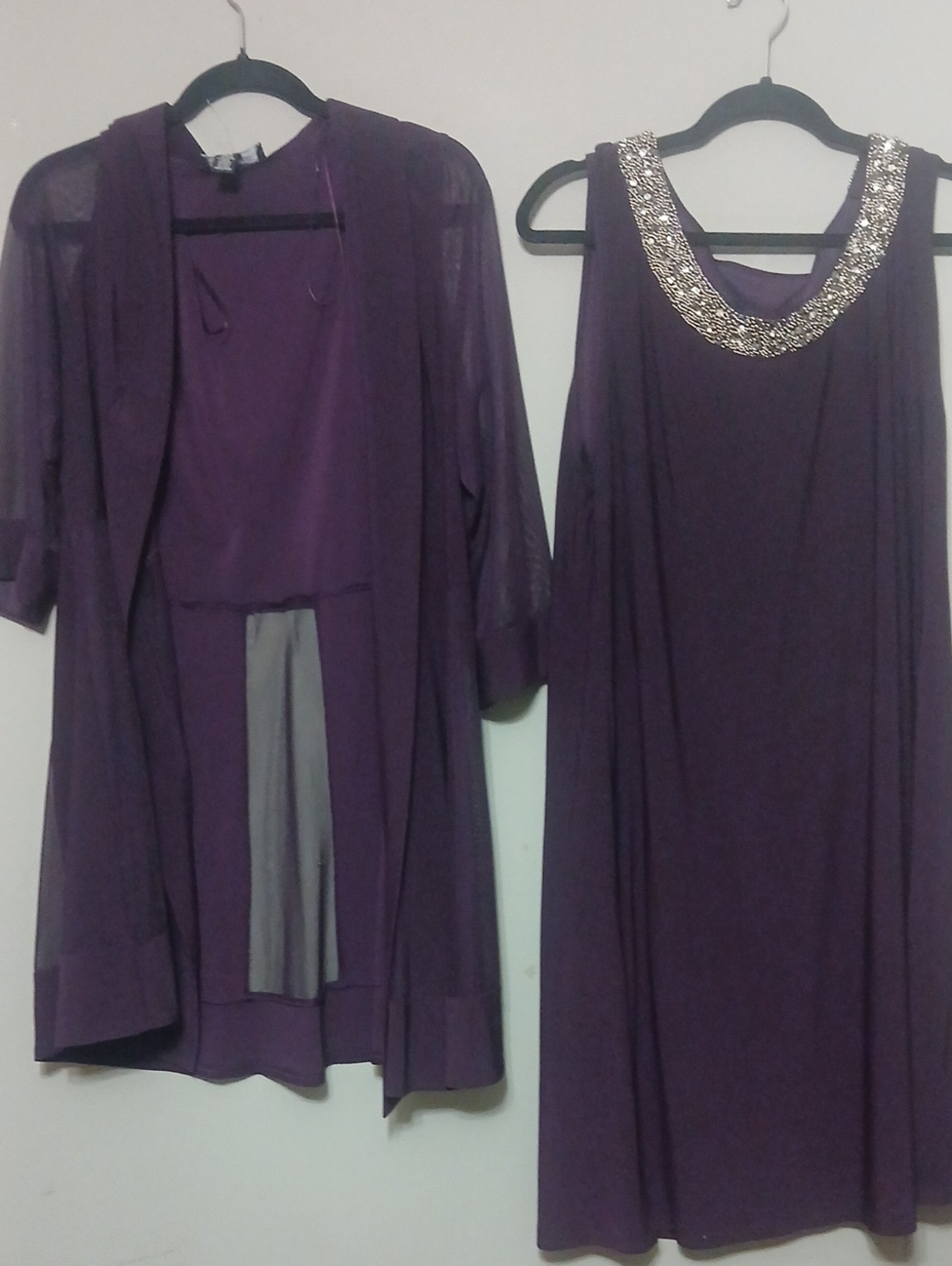 Purple Embellished Neck Sleeveless Dress with Matching Jacket